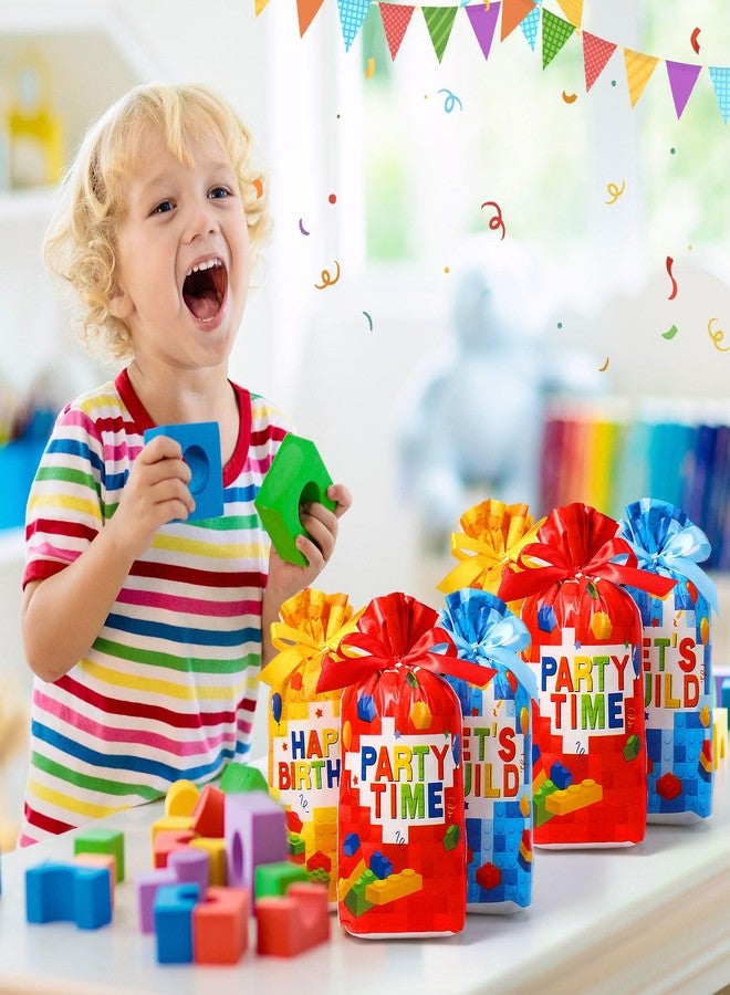 Bulyoou 60 Pcs Building Block Party Favors Bricks Drawstring Plastic Bags Birthday Candy Goodie Treat Bags for Building Block Party Gift Packing Supplies - Image 5